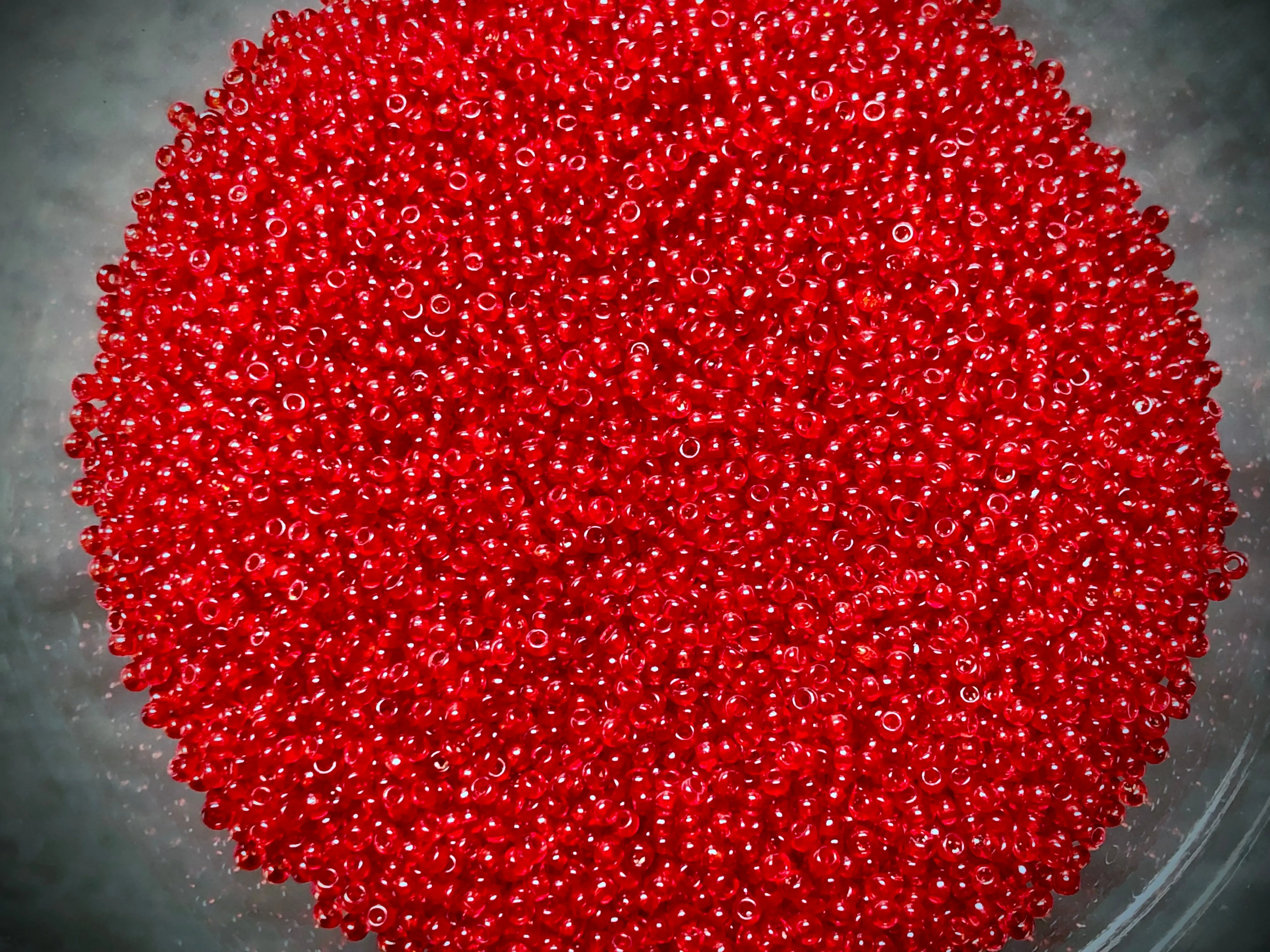 Vintage Venetian Seed Beads - 11/0 - Transparent Scarlet Red