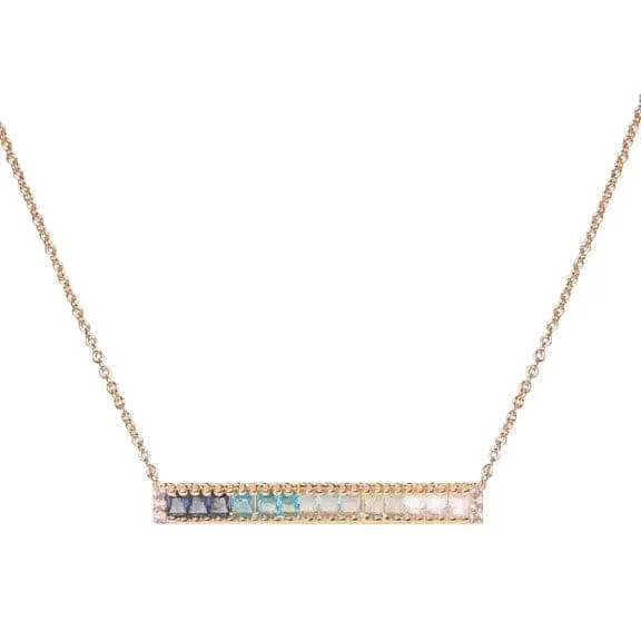 Vita Blue Ombre Gemstone Bar Necklace