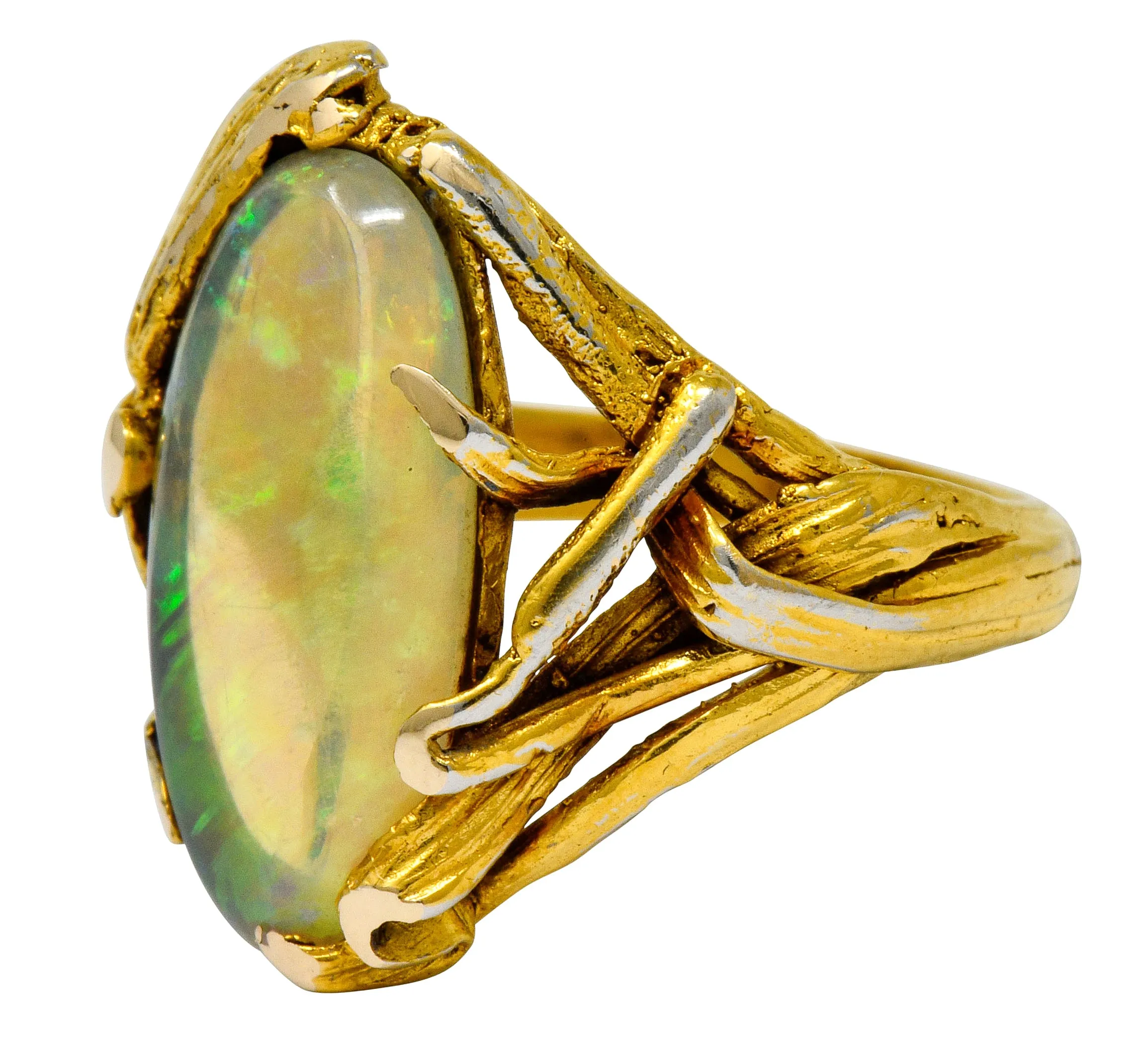 Walton & Co. Arts & Crafts Opal 14 Karat Gold Dragonfly Ring