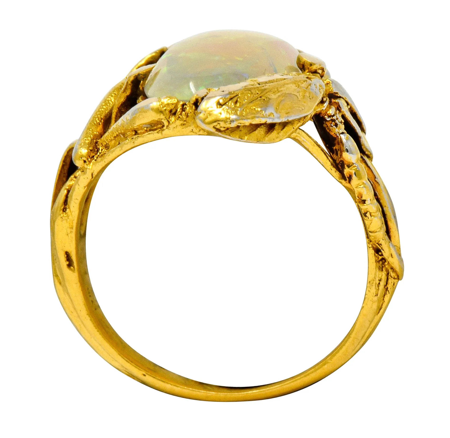 Walton & Co. Arts & Crafts Opal 14 Karat Gold Dragonfly Ring