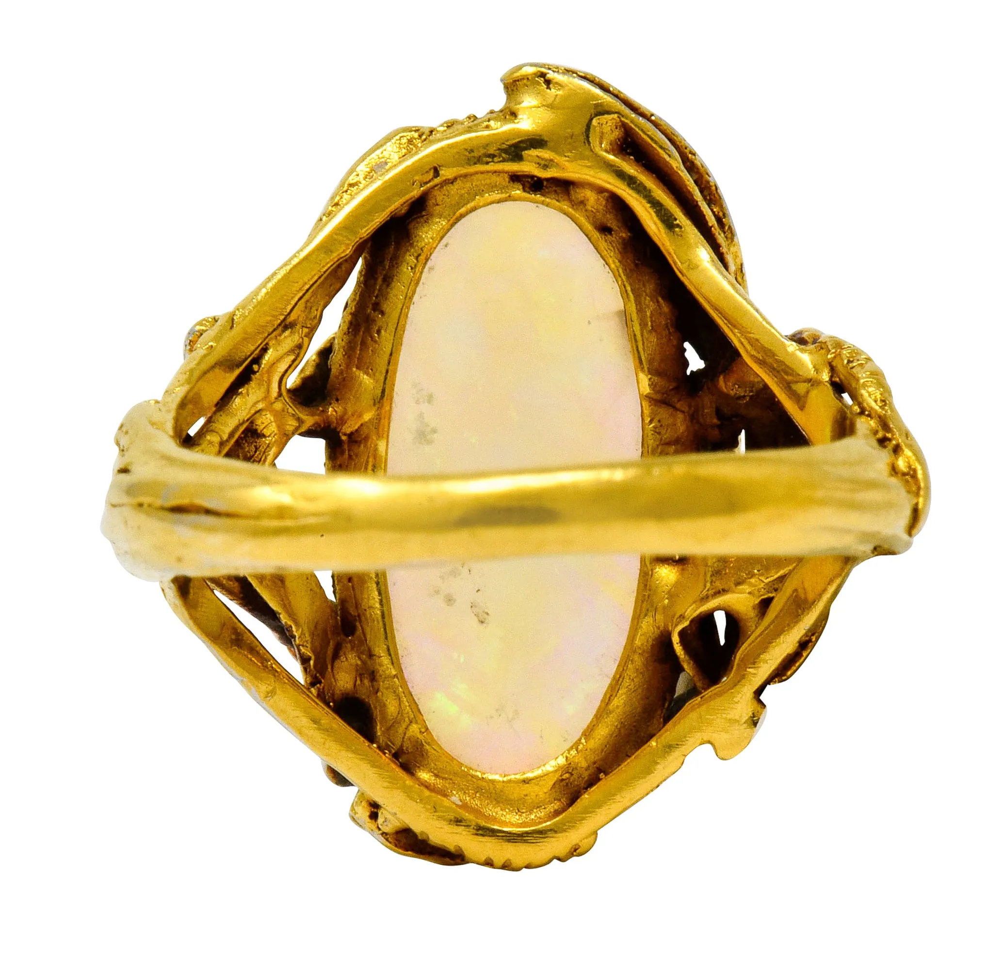 Walton & Co. Arts & Crafts Opal 14 Karat Gold Dragonfly Ring
