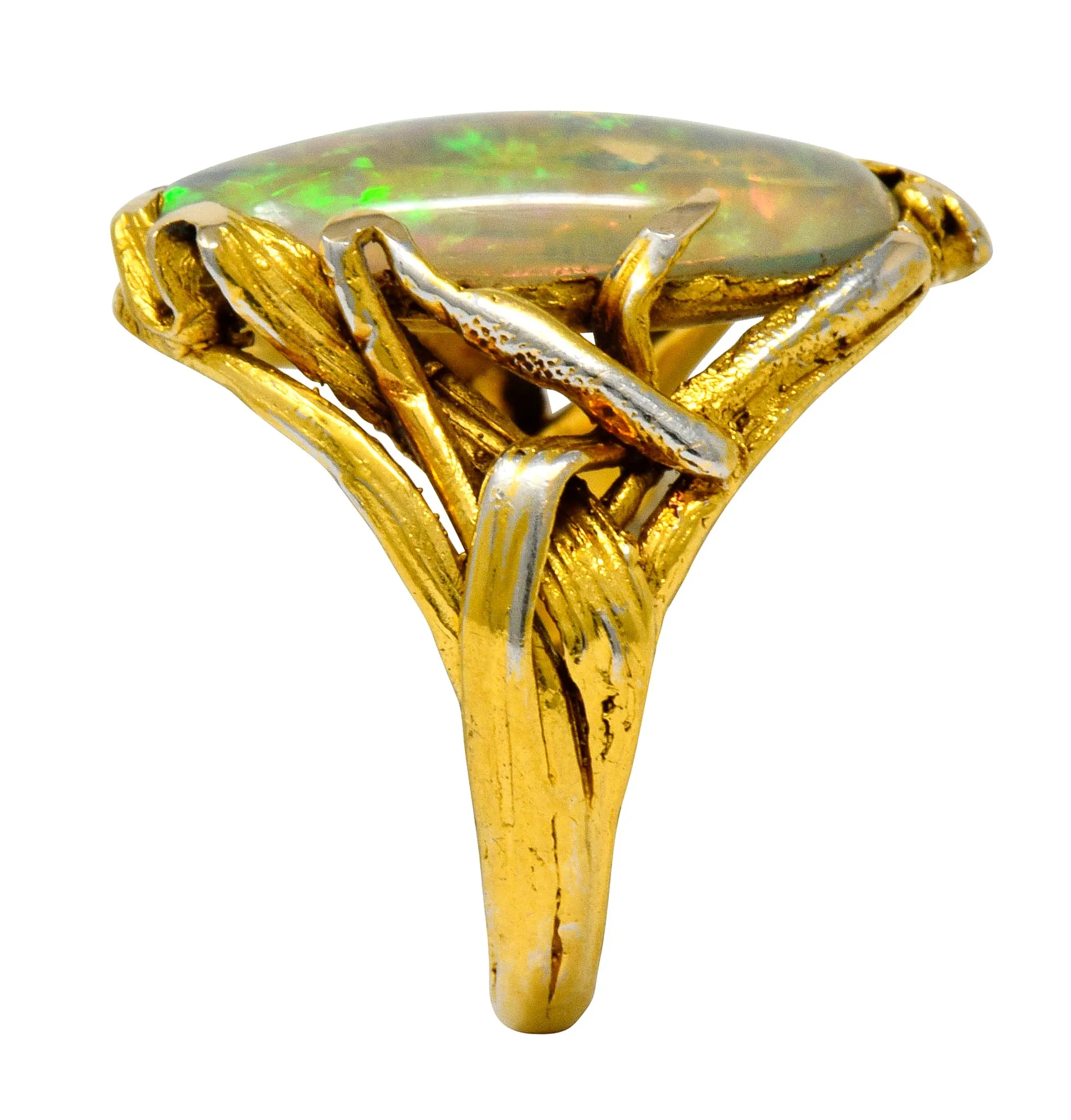 Walton & Co. Arts & Crafts Opal 14 Karat Gold Dragonfly Ring