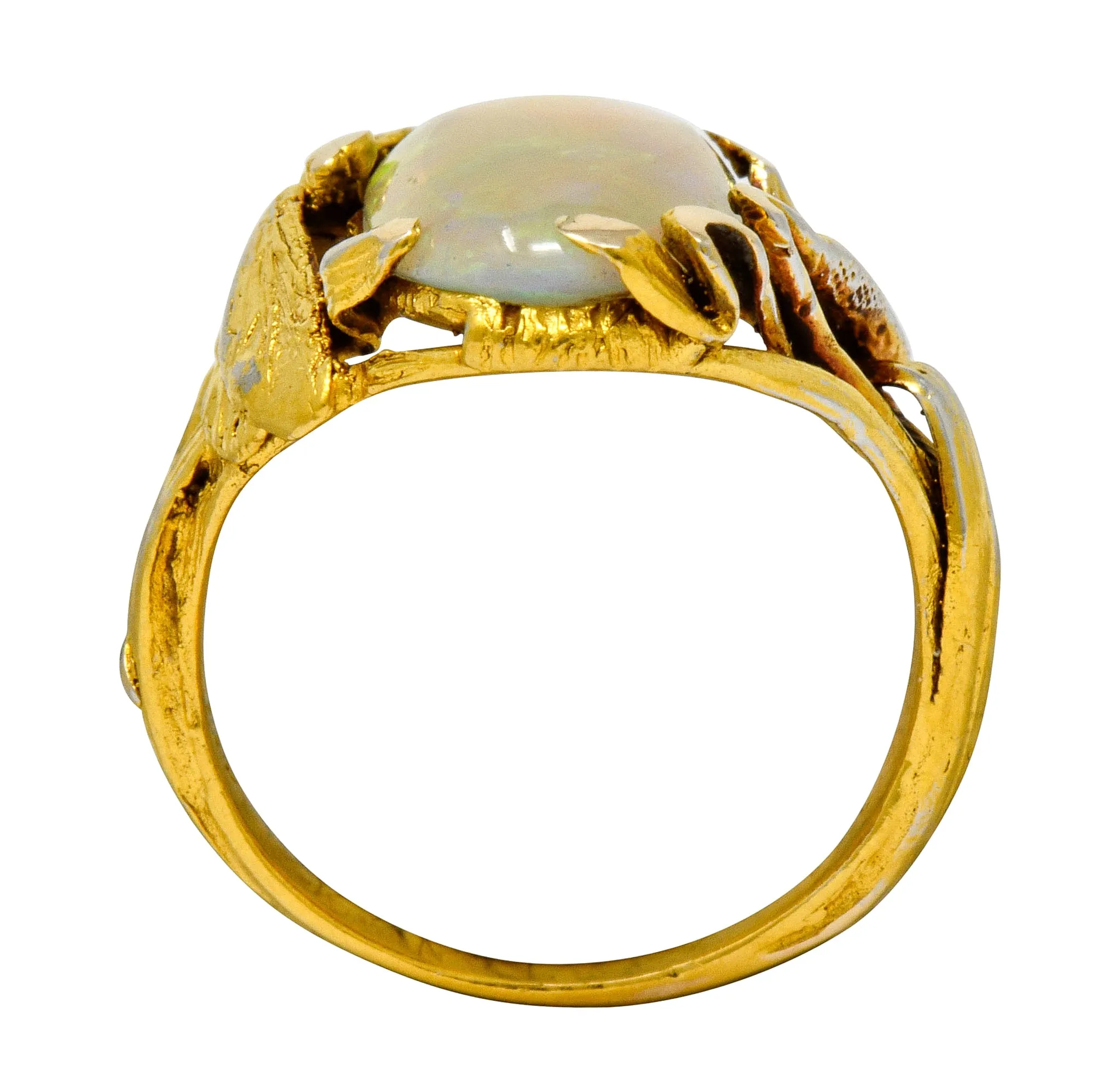 Walton & Co. Arts & Crafts Opal 14 Karat Gold Dragonfly Ring
