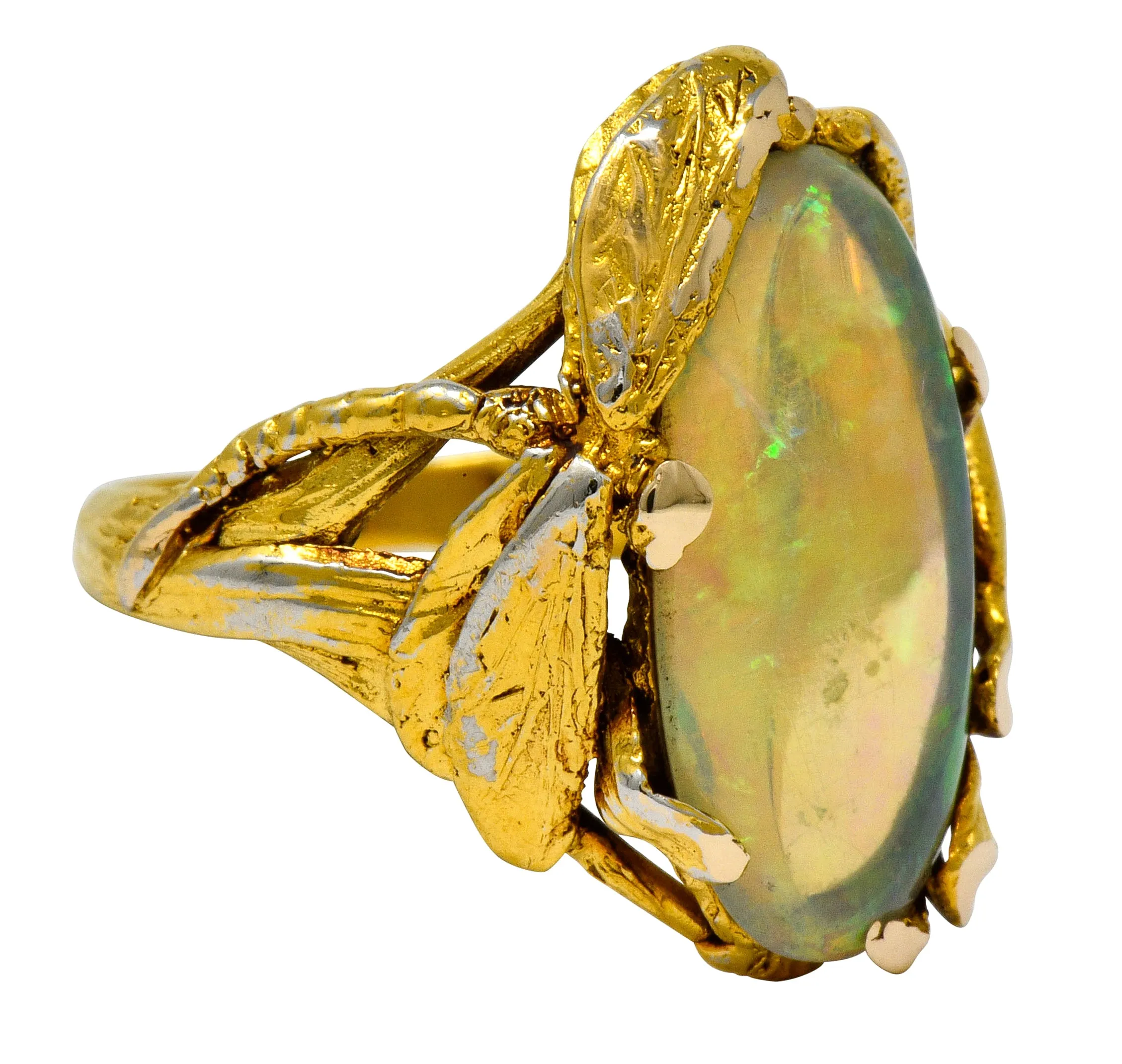 Walton & Co. Arts & Crafts Opal 14 Karat Gold Dragonfly Ring