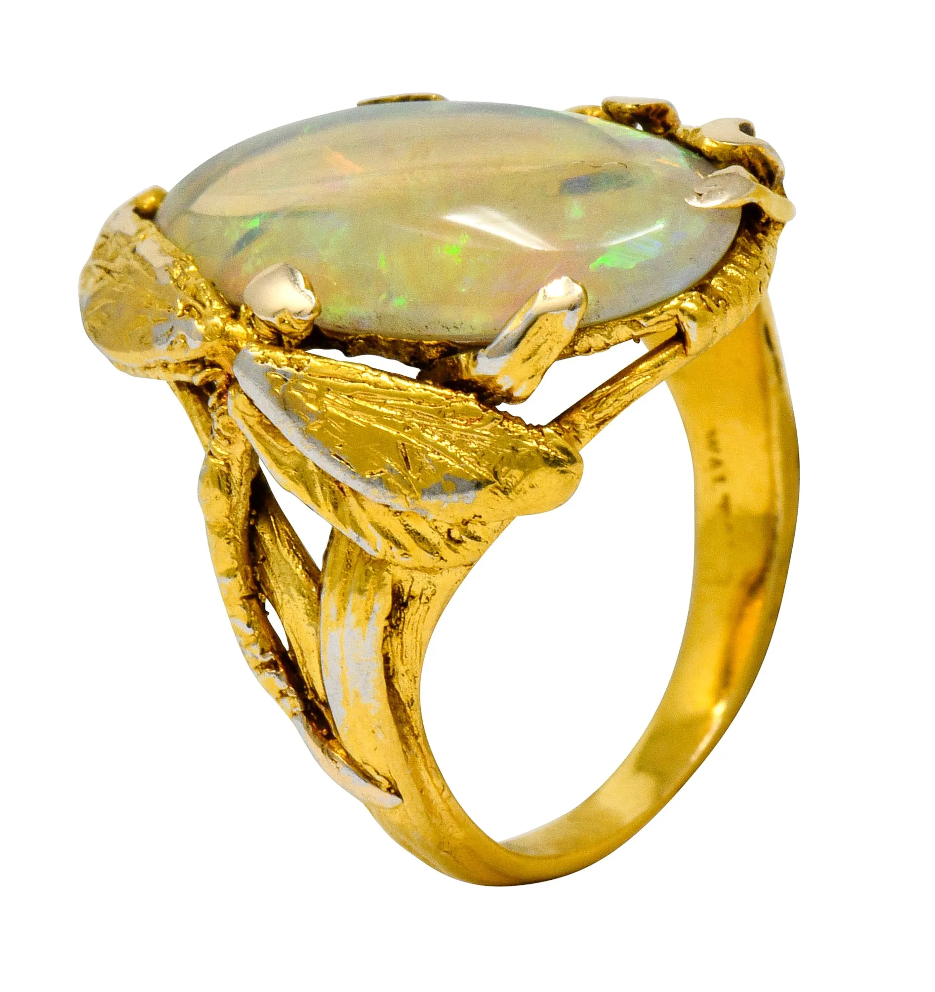 Walton & Co. Arts & Crafts Opal 14 Karat Gold Dragonfly Ring