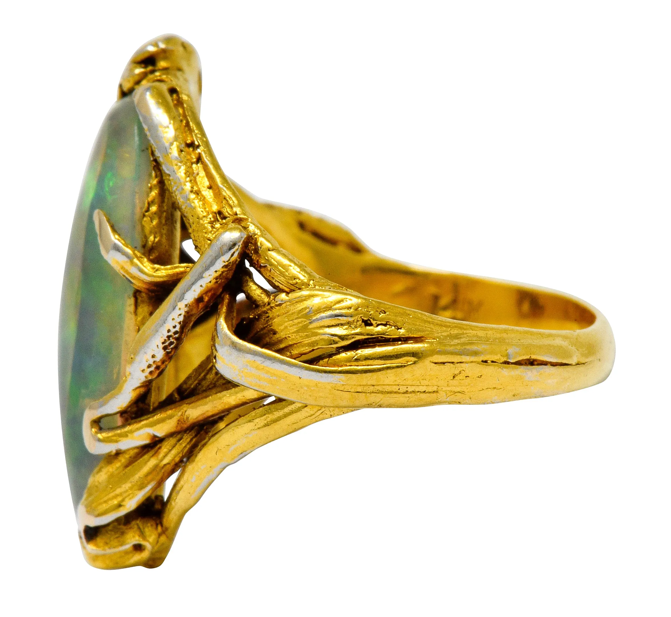 Walton & Co. Arts & Crafts Opal 14 Karat Gold Dragonfly Ring