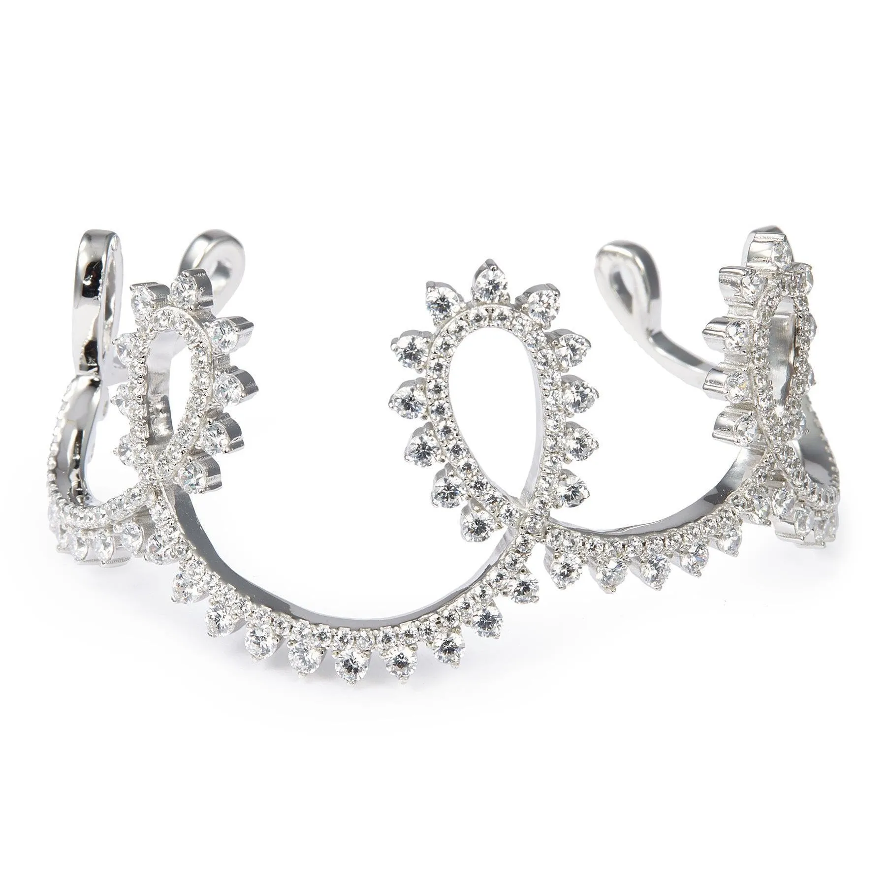 Wedding Embroidery Silver Cuff Bracelet