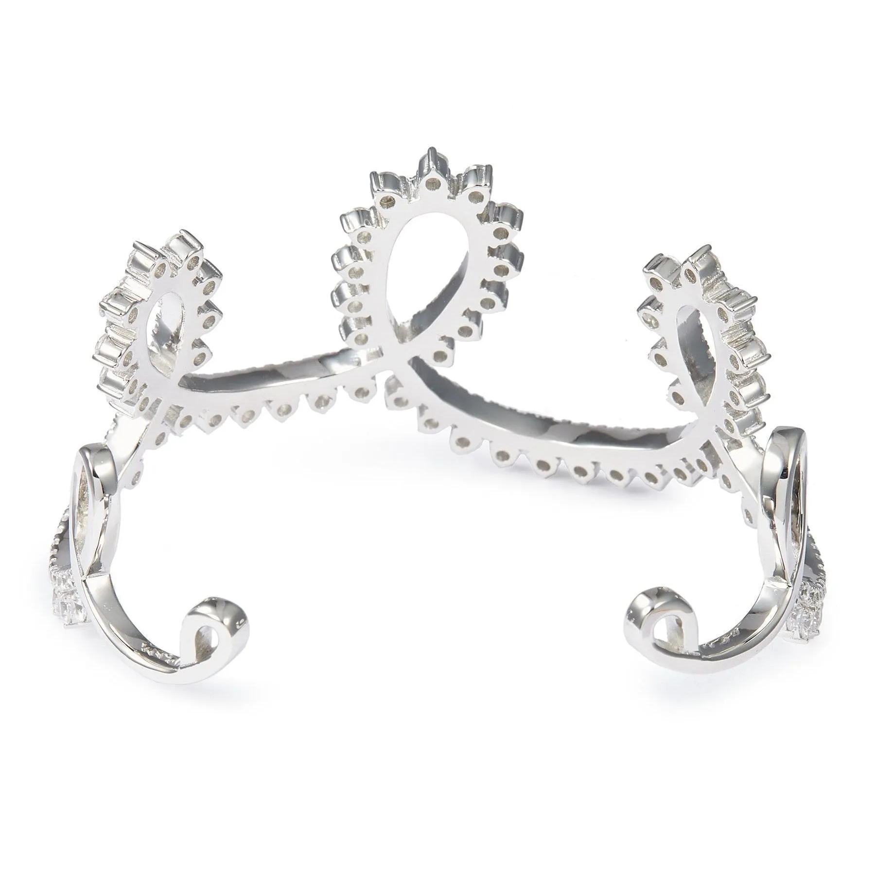Wedding Embroidery Silver Cuff Bracelet