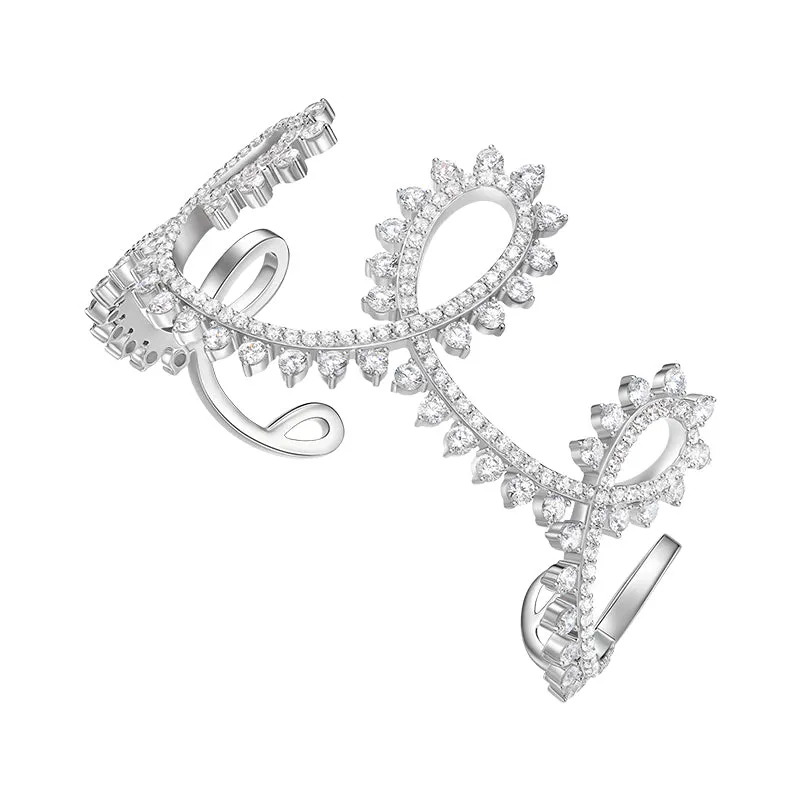 Wedding Embroidery Silver Cuff Bracelet