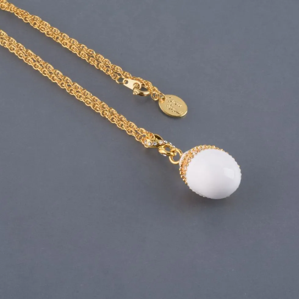 White Egg Pendant Necklace