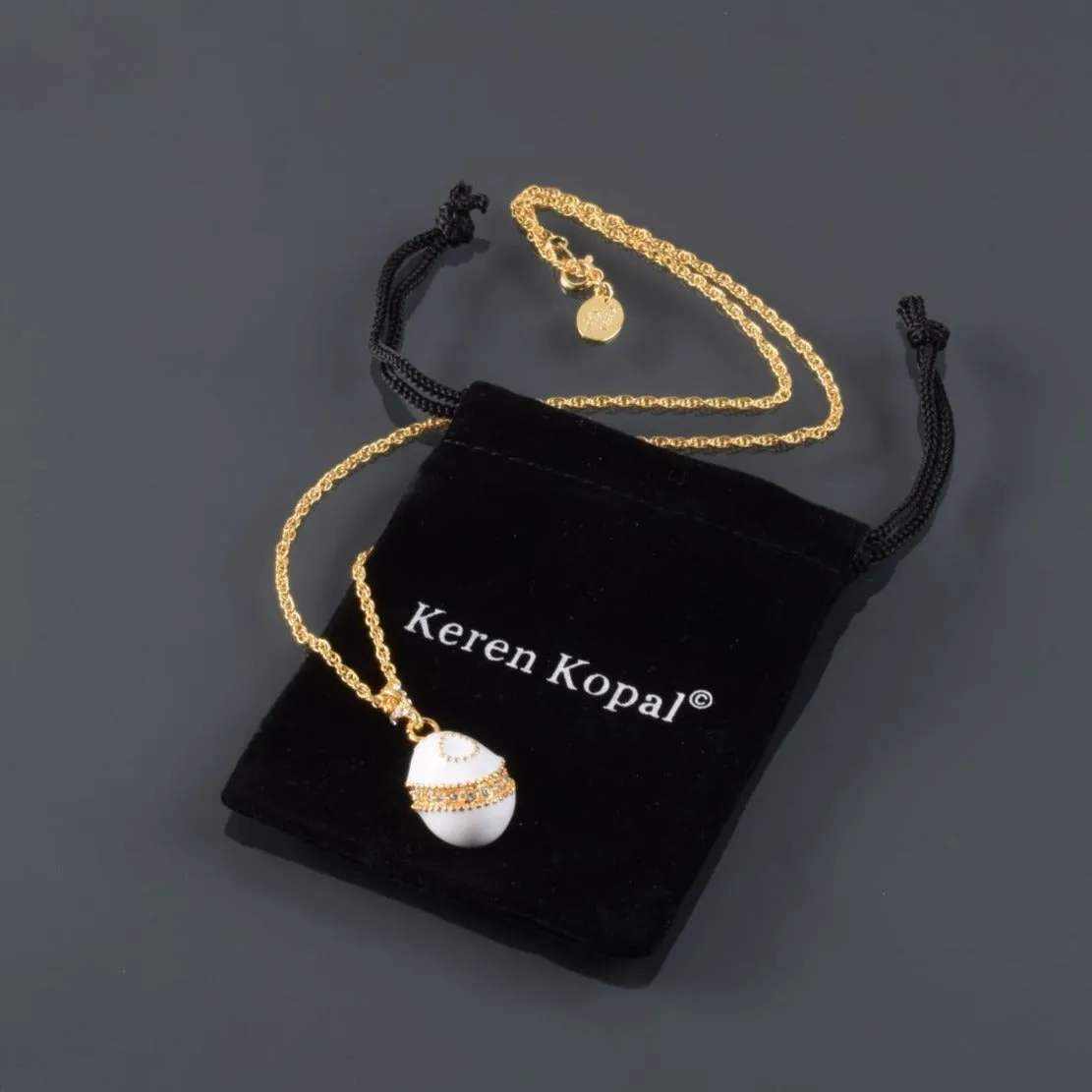 White Egg Pendant Necklace