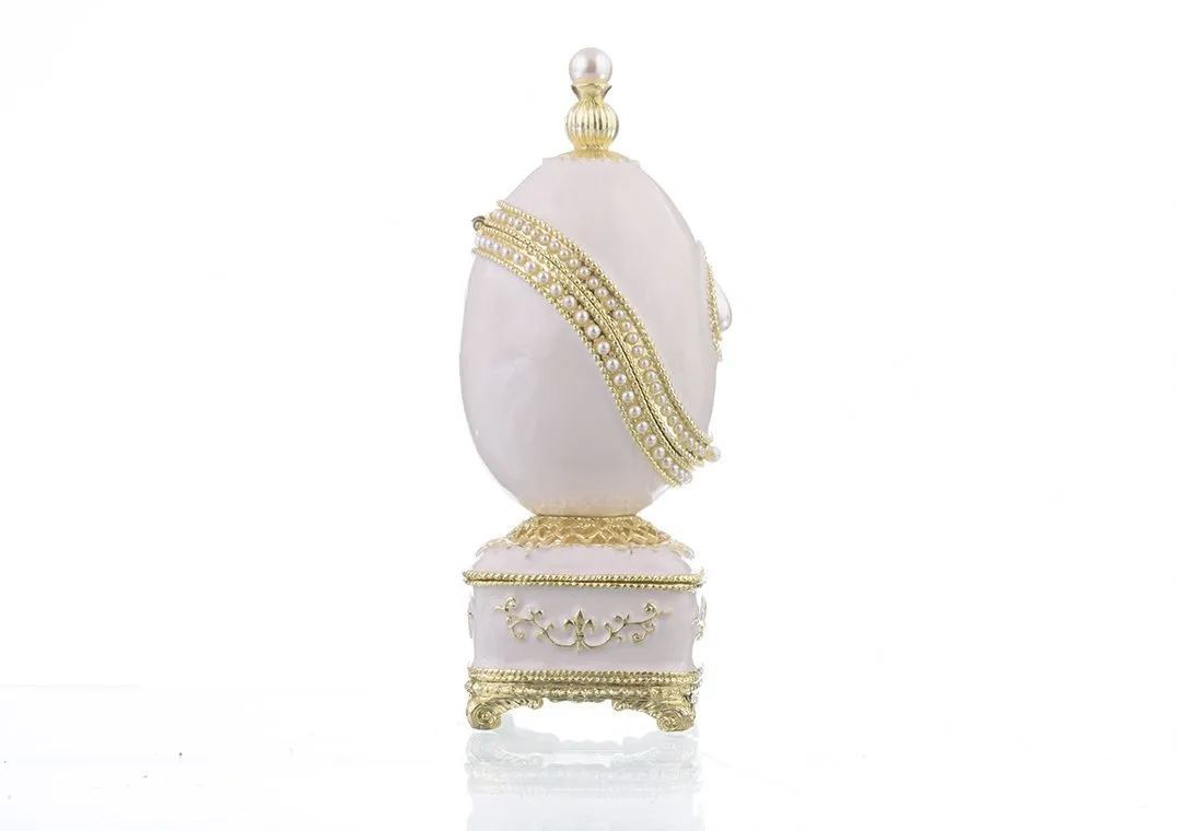 White Faberge Egg with Pearl