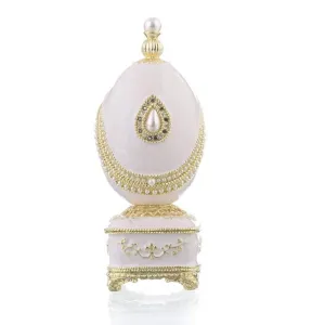White Faberge Egg with Pearl