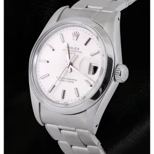 White Stick Dial Rolex Date Men Watch Oyster Bracelet Ss