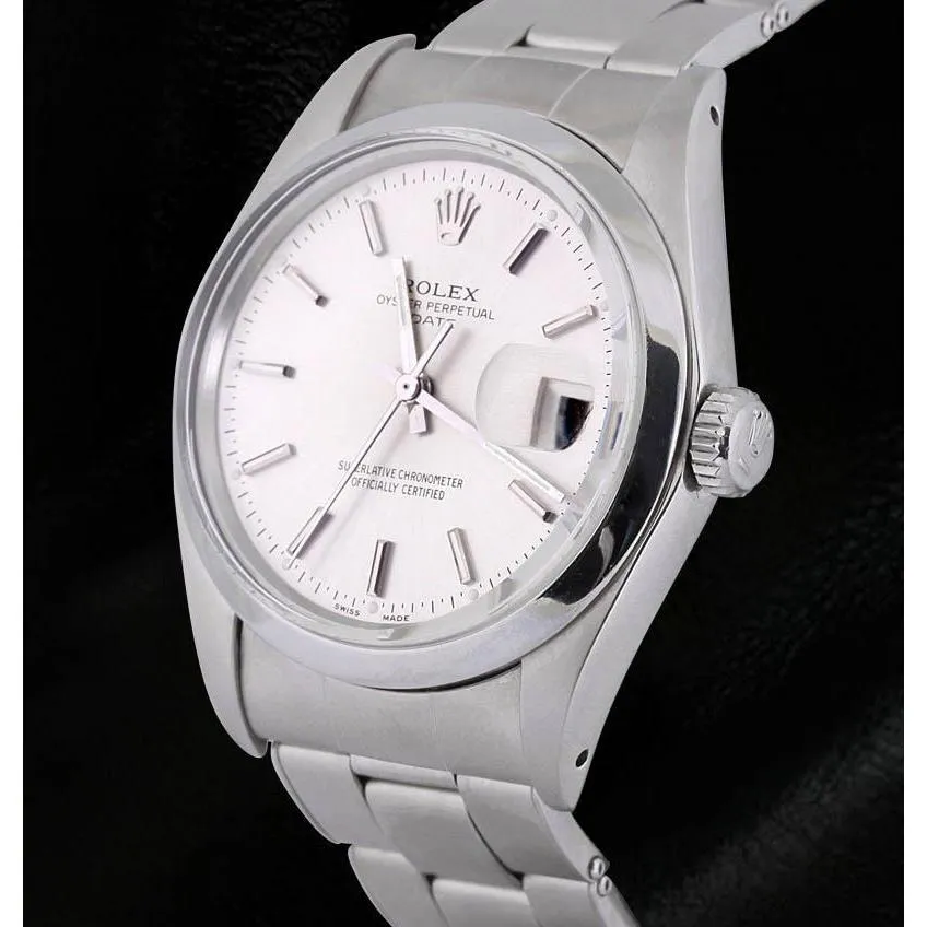 White Stick Dial Rolex Date Men Watch Oyster Bracelet Ss