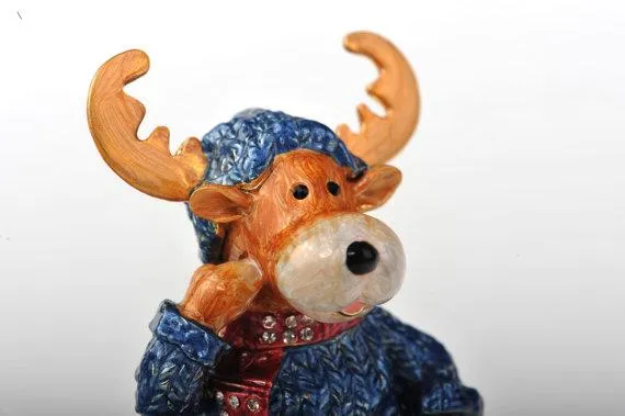 Winter Deer with Blue Coat and Red Scarf