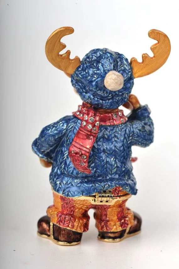 Winter Deer with Blue Coat and Red Scarf