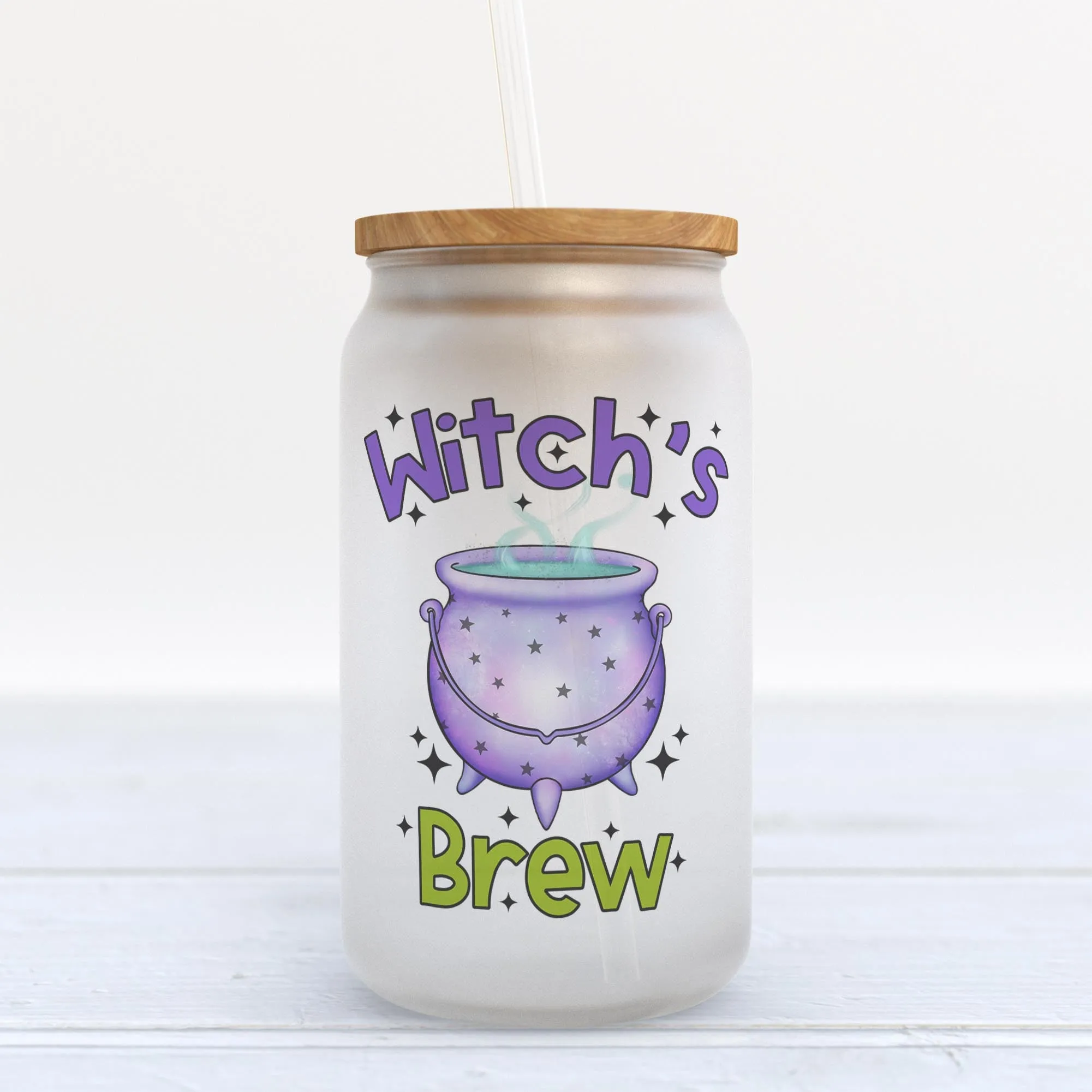 Witch's Brew Halloween Frosted Glass Can Tumbler