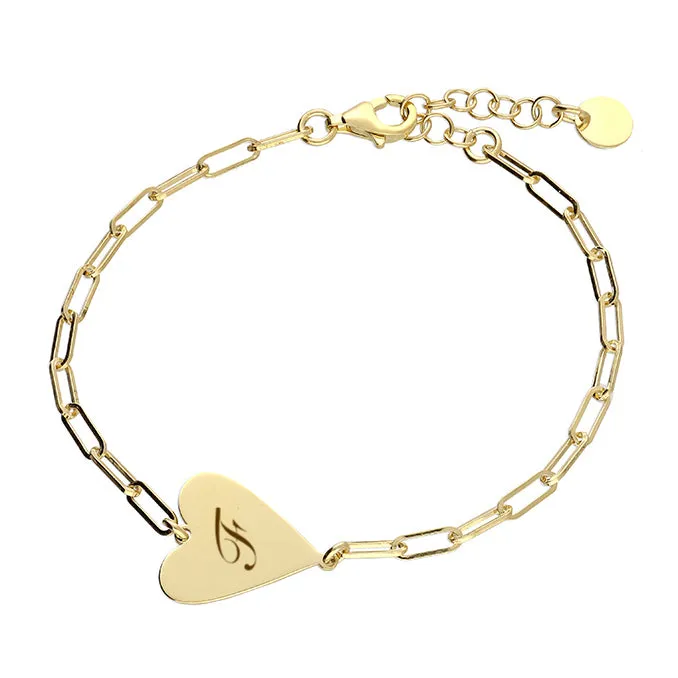 Womens chain heart personalised bracelet Silver