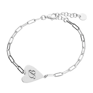 Womens chain heart personalised bracelet Silver