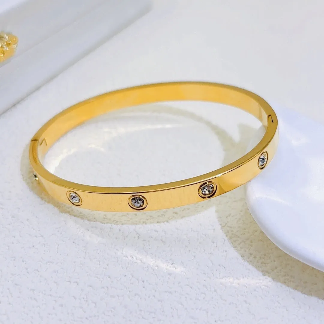 Women's Simple Crystal Bangle Bracelet – Titanium Stainless Steel Zirconia Jewelry – Elegant & Stylish Wrist Accessory
