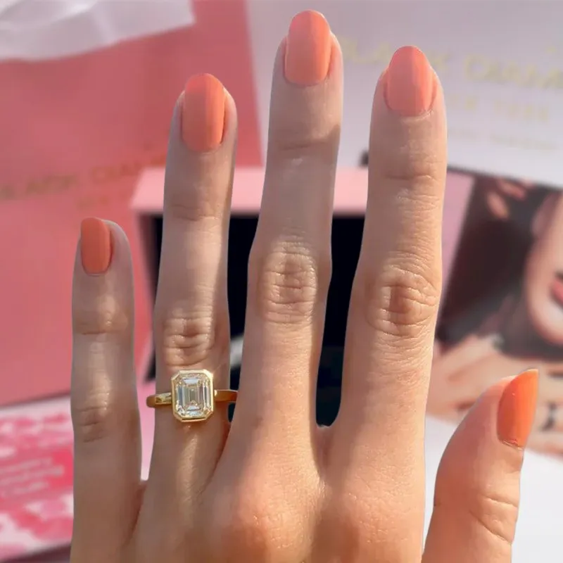 Yellow Gold 3ct Emerald Cut Diamond Engagement Ring