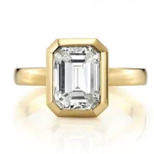 Yellow Gold 3ct Emerald Cut Diamond Engagement Ring