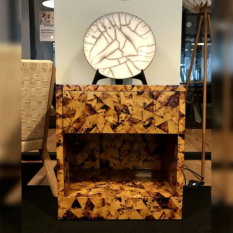 Yellow Shell Side Table with Drawer