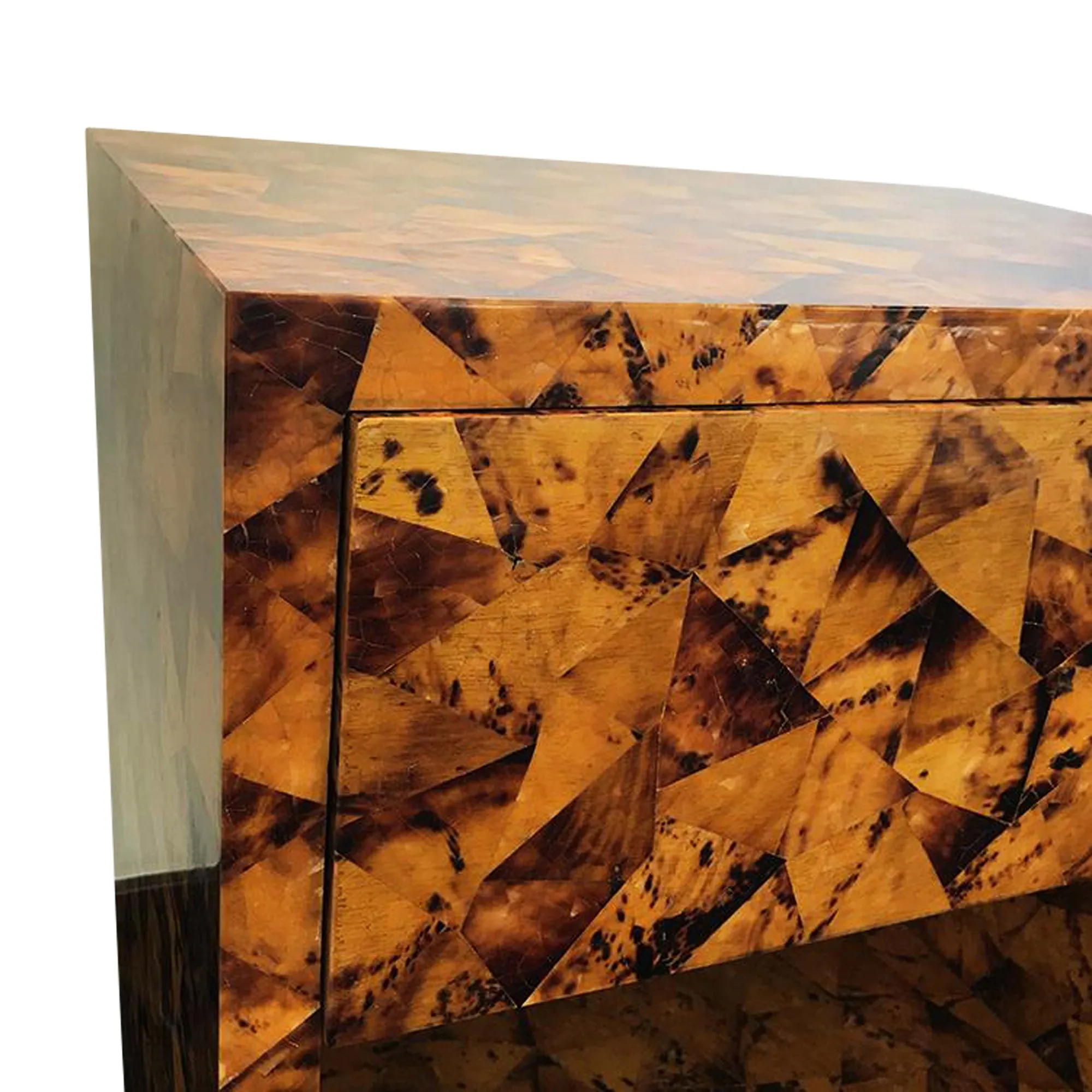 Yellow Shell Side Table with Drawer
