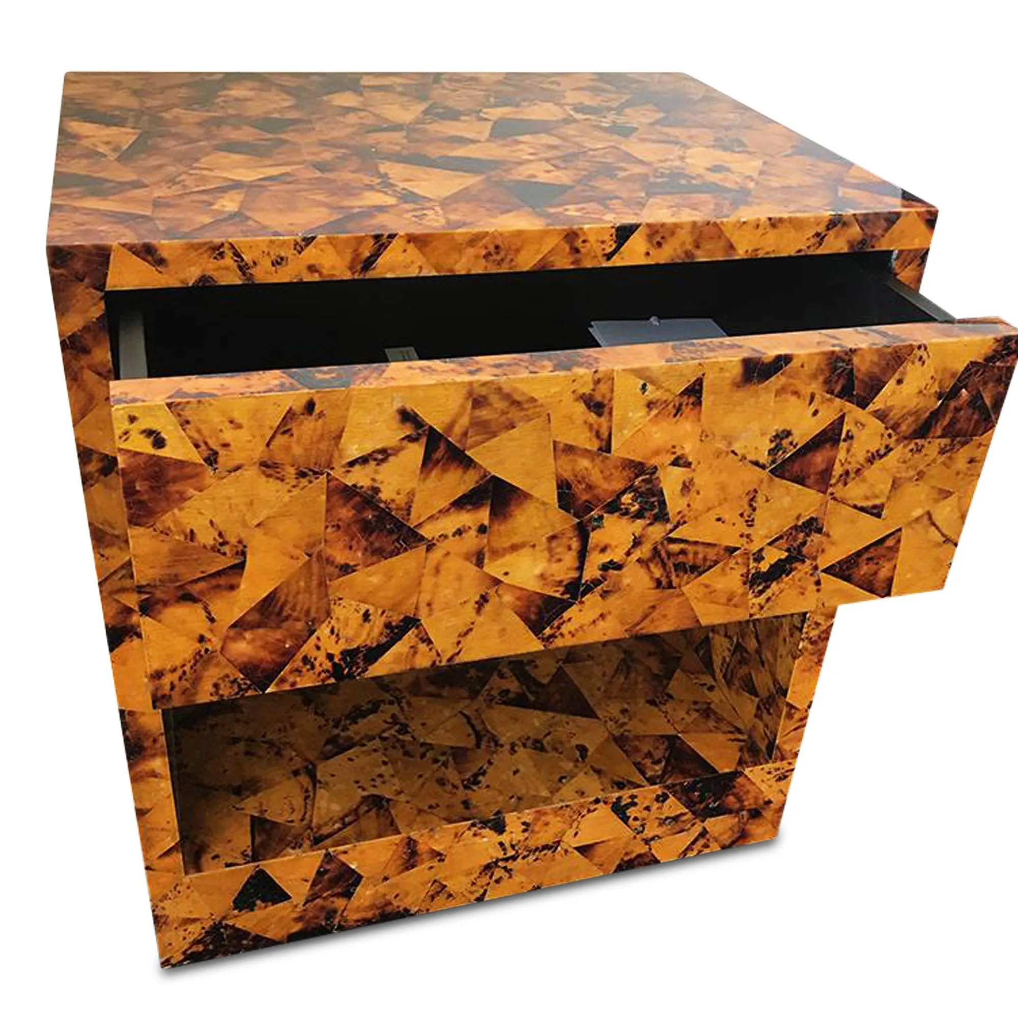 Yellow Shell Side Table with Drawer